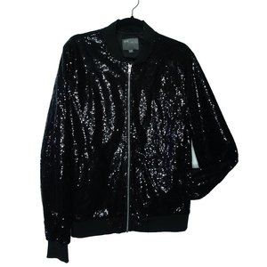 ASOS Black Sequin Bomber Jacket in Medium